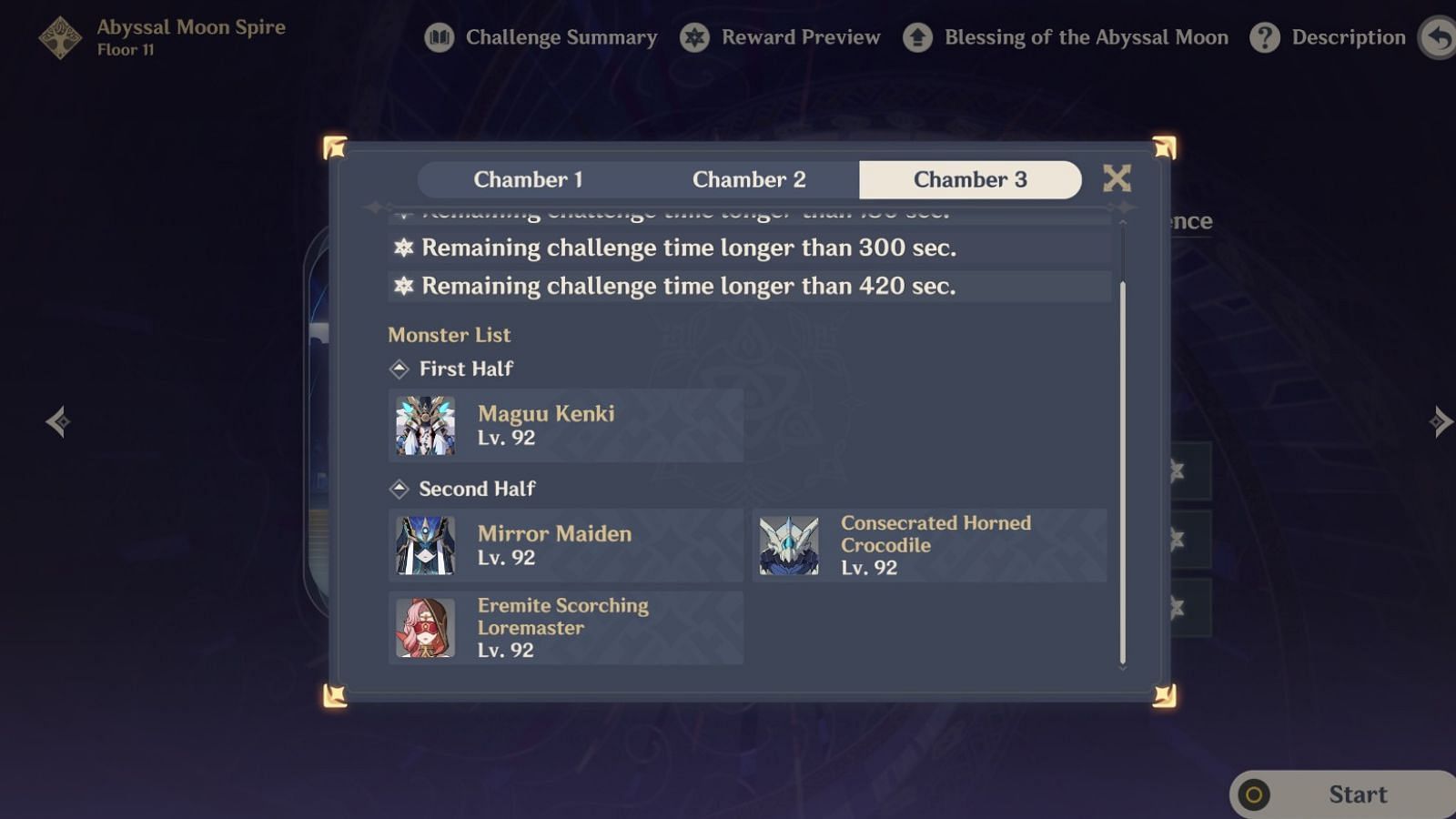 Enemy lineup for Floor 11 Chamber 3 (Image via HoYoverse)